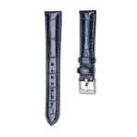 Blue Alligator Leather Watch Strap Silver Buckle Front View For Omega De Ville 424.10.40.20.03.001 424.13.33.20.52.002
