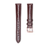 Brown Alligator Leather Watch Strap Rose Gold Buckle Front View For Omega De Ville 424.10.40.20.03.001 424.13.33.20.52.002