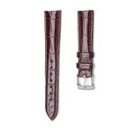 Brown Alligator Leather Watch Strap Silver Buckle Front View For Omega De Ville 424.10.40.20.03.001 424.13.33.20.52.002