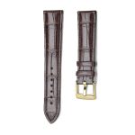 Dark Brown Alligator Leather Watch Strap Gold Buckle Front View For Omega De Ville 424.10.40.20.03.001 424.13.33.20.52.002