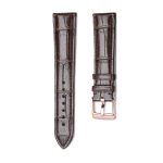 Dark Brown Alligator Leather Watch Strap Rose Gold Buckle Front View For Omega De Ville 424.10.40.20.03.001 424.13.33.20.52.002