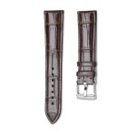 Dark Brown Alligator Leather Watch Strap Silver Buckle Front View For Omega De Ville 424.10.40.20.03.001 424.13.33.20.52.002