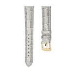Gray Alligator Leather Watch Strap Gold Buckle Front View For Omega De Ville 424.10.40.20.03.001 424.13.33.20.52.002