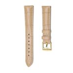 Khaki Alligator Leather Watch Strap Gold Buckle Front View For Omega De Ville 424.10.40.20.03.001 424.13.33.20.52.002