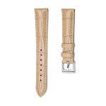 Khaki Alligator Leather Watch Strap Silver Buckle Front View For Omega De Ville 424.10.40.20.03.001 424.13.33.20.52.002