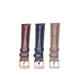 Three Color Alligator Leather Watch Strap Options Front View For Omega De Ville 424.10.40.20.03.001 424.13.33.20.52.002