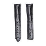 Black Alligator Leather Watch Strap Deployant Front View For Omega De Ville 434.13.40.20.02.001 424.13.40.20.02.002