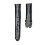 Black Alligator Leather Watch Strap Pin Front View For Omega De Ville 434.13.40.20.02.001 424.13.40.20.02.002 424.13.40.21.02.001