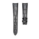 Black Alligator Leather Watch Strap Front View For Omega De Ville Tresor 428.17.36.60.04.001 428.18.36.60.11.002 428.17.36.60.05.001