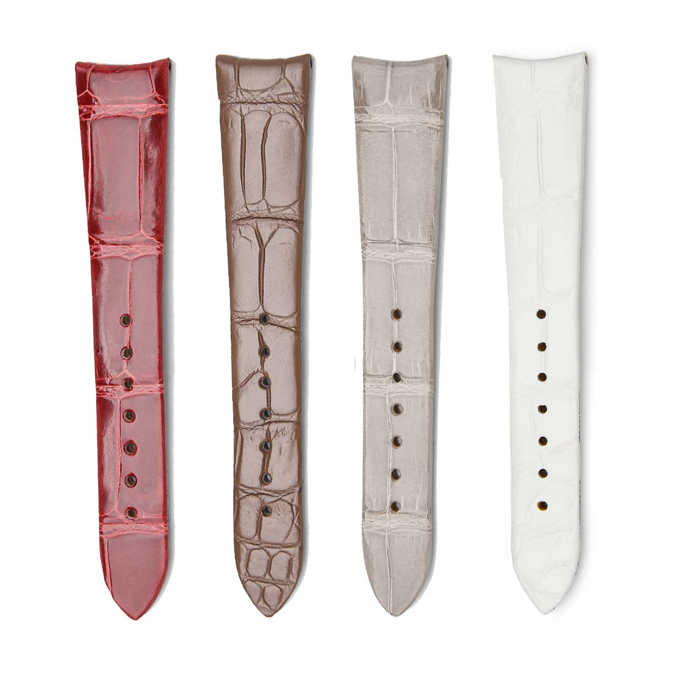 Four Color Alligator Leather Watch Strap Front View For Omega De Ville Tresor 428.17.36.60.04.001 428.18.36.60.11.002 428.17.36.60.05.001