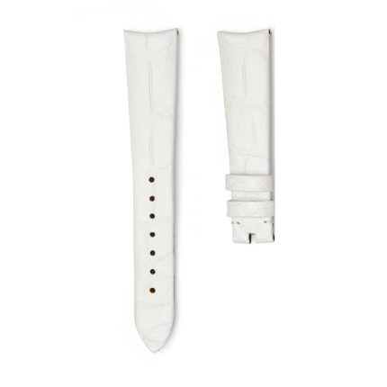 White Alligator Leather Watch Strap Front View For Omega De Ville Tresor 428.17.36.60.04.001 428.18.36.60.11.002 428.17.36.60.05.001