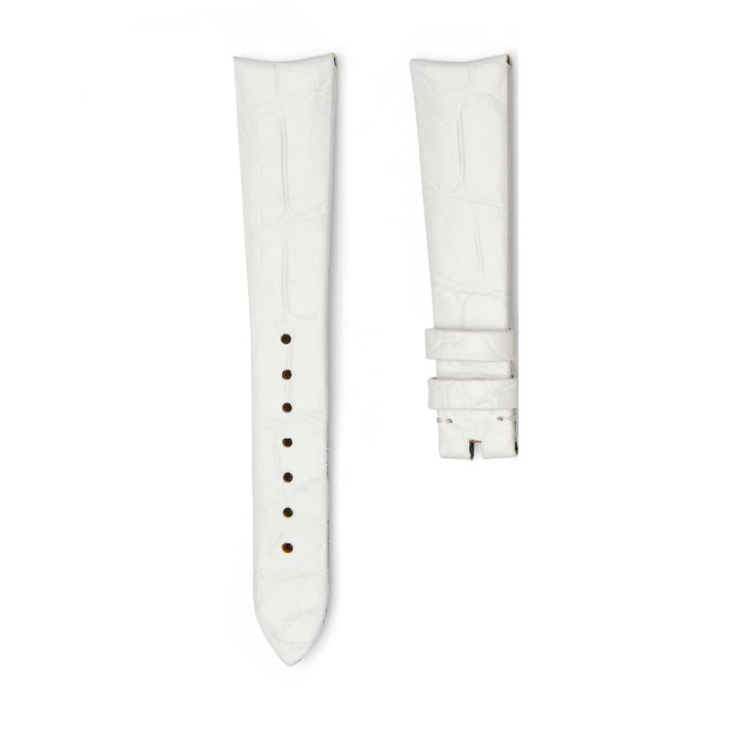 White Alligator Leather Watch Strap Front View For Omega De Ville Tresor 428.17.36.60.04.001 428.18.36.60.11.002 428.17.36.60.05.001