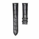 Black Alligator Leather Watch Strap MediumThick Front View For Omega De Ville 424.13.40