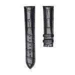 Black Alligator Leather Watch Strap Thick Front View For Omega De Ville 424.13.40
