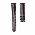 Dark Brown And White Alligator Leather Watch Strap Thick Front View For Omega De Ville 424.13.40