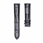 Black Glossy Alligator Leather Watch Band With Pin Buckle Fit Omega De Ville Ref 424.13.40.20.02.001 433.33.41.21.03.001