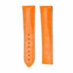 Orange Glossy Alligator Leather Watch Strap With Deployant Buckle For Omega De Ville Ref