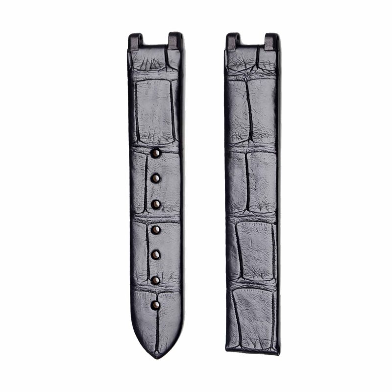 Black Alligator Leather Watch Strap For Omega De Ville Ladymatic Ref 425.68.34.20.51.001