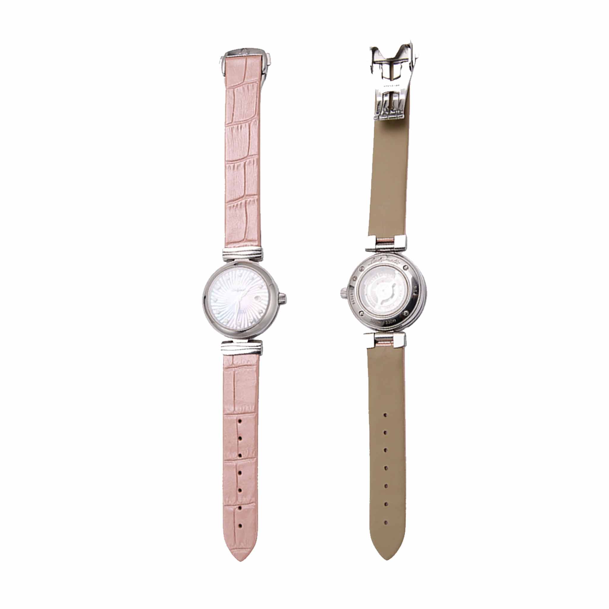 Matching Watch Display With Glossy Alligator Leather Strap For Omega De Ville Ladymatic 425.68.34.20.51.001