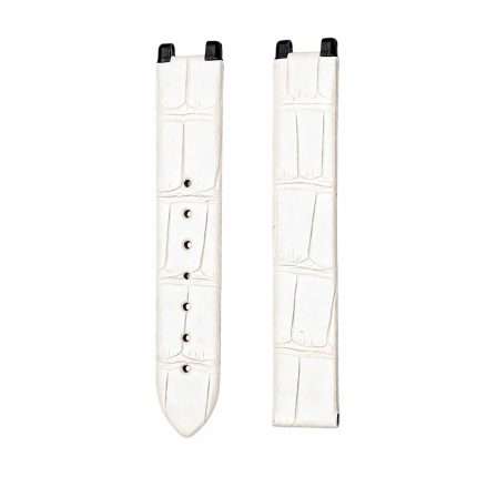 White Glossy Alligator Leather Watch Strap For Omega De Ville Ladymatic Ref 425.68.34.20.51.001