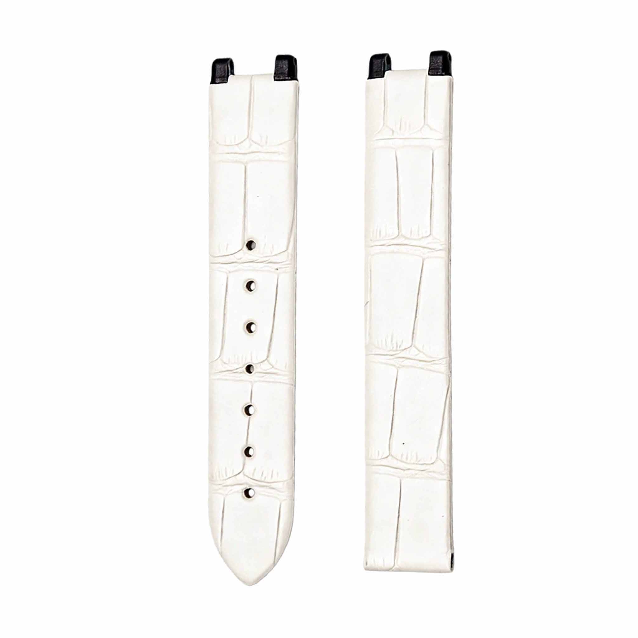 omega-deville-ladymatic-42568342051001-alligator-leather-watch-strap-white-front White Glossy Alligator Leather Watch Strap For Omega De Ville Ladymatic Ref 425.68.34.20.51.001