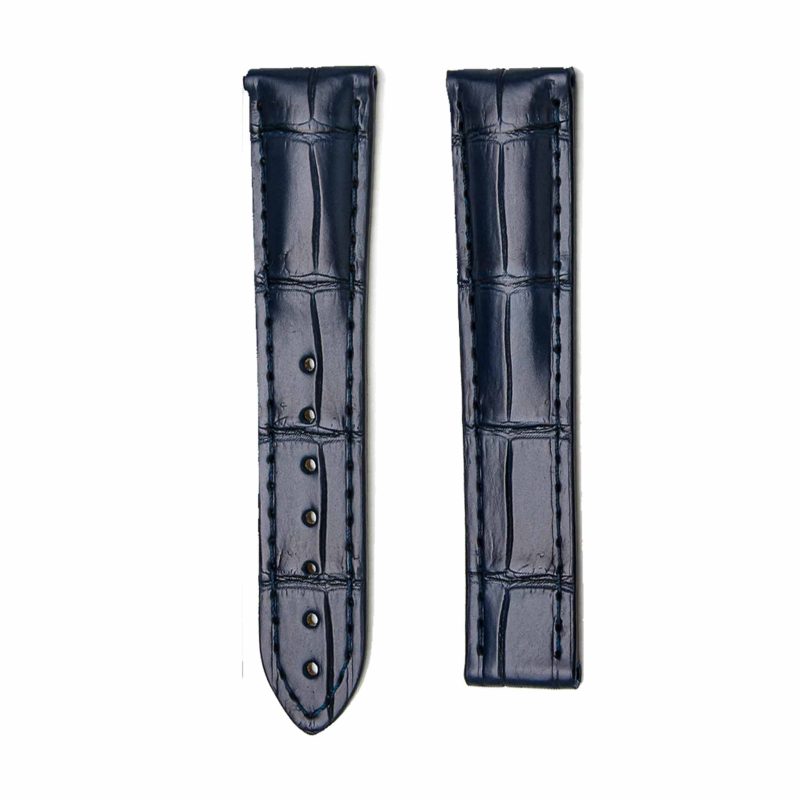 Black Alligator Leather Watch Strap Front View For Omega Speedmaster 324.38.38.50.55.001