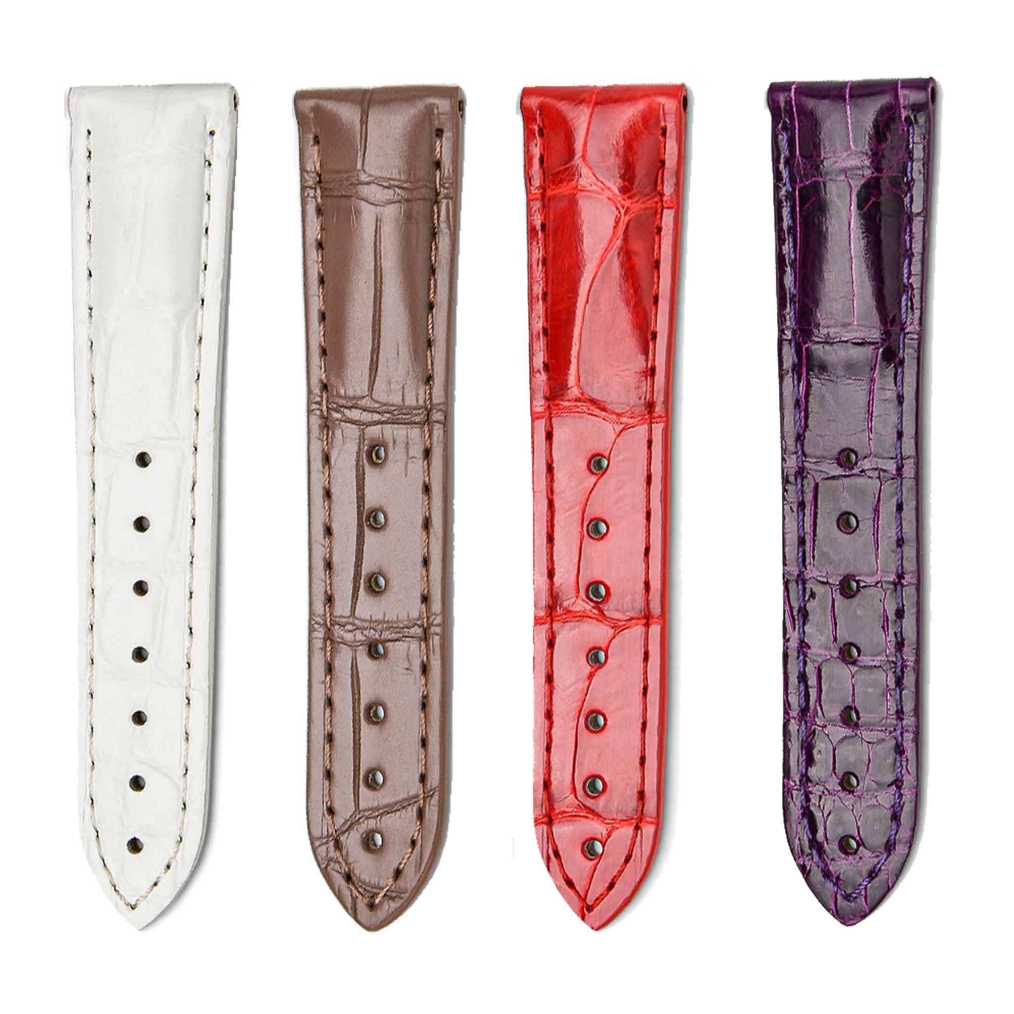 Alligator Leather Watch Strap Four Color Options Front View For Omega Speedmaster 324.38.38.50.55.001
