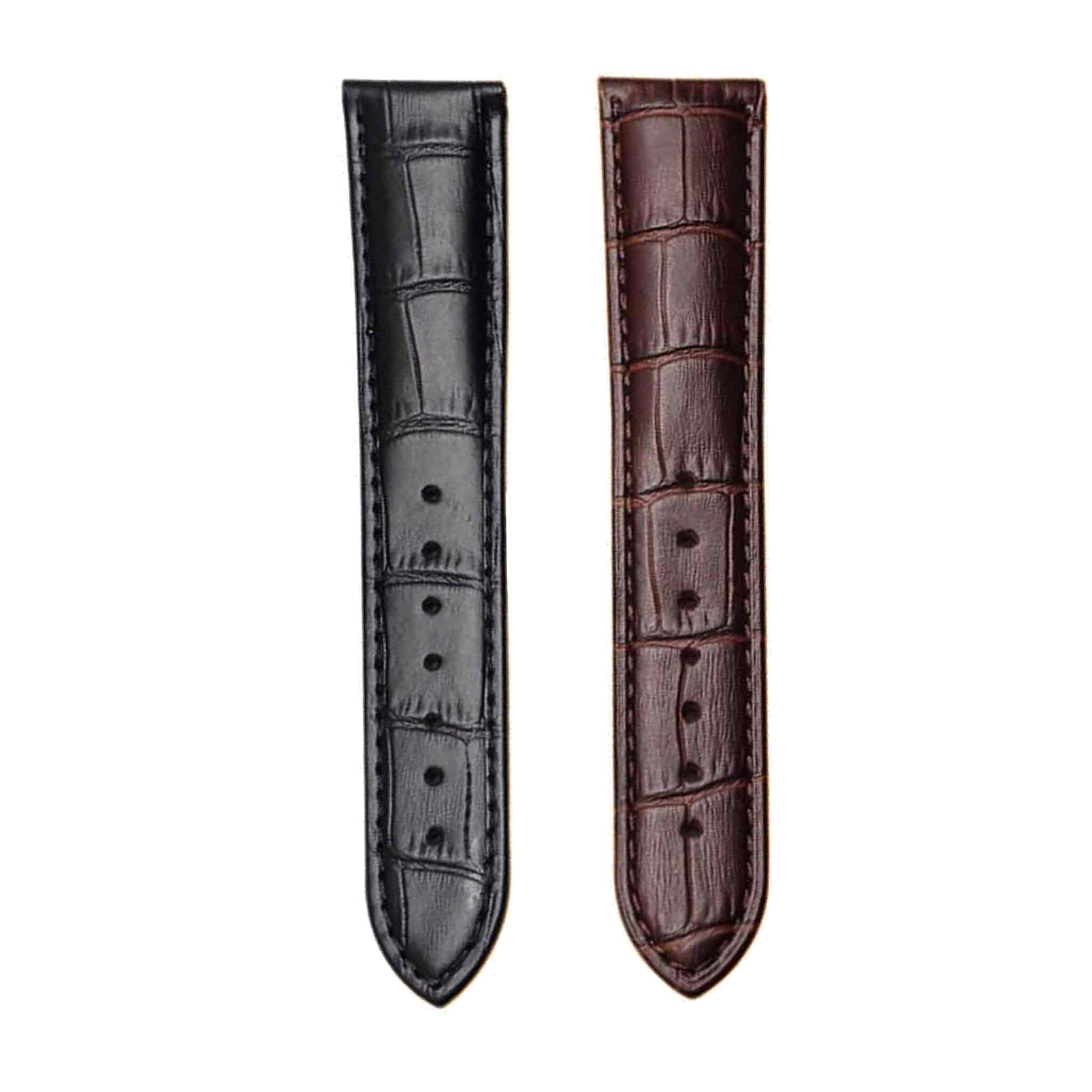 Patek Philippe Alligator Leather Watch Strap Black & Dark Brown Multi Color Front