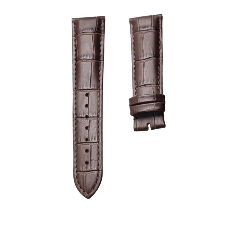 Patek Philippe Alligator Leather Watch Strap Dark Brown No Buckle Front