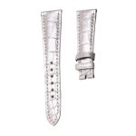 Patek Philippe Complications 4936R-001 Alligator Leather Watch Strap Cane Grain Gloss Silver Front
