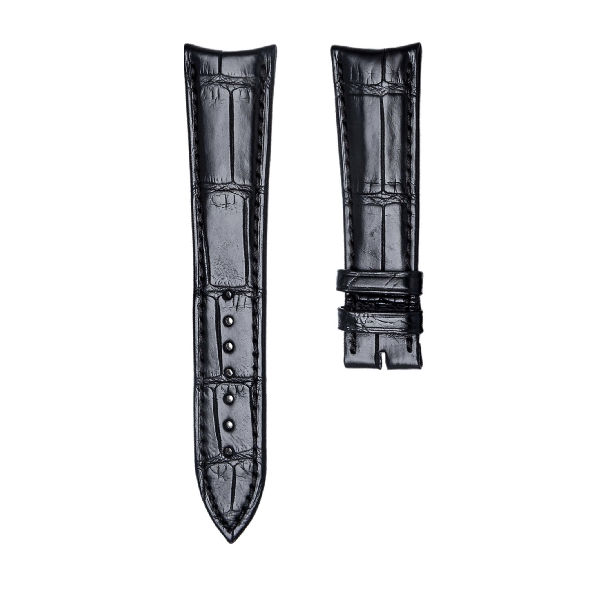 piaget-G0A29112-G0A38131-G0A34113-alligator-leather-watch-strap-curved-tip-black Black Circular Grain Genuine Alligator Leather Curved Tip Watch Strap Replacement Band For Piaget G0A29112 G0A38131 G0A34113