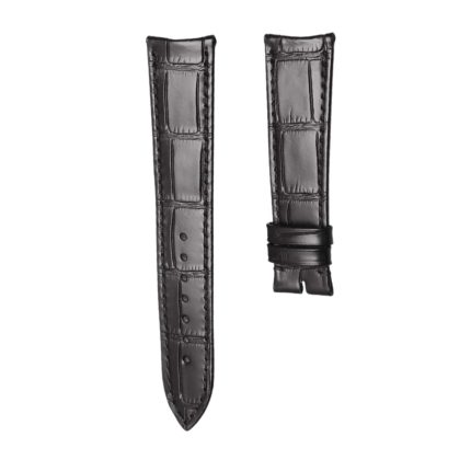 Calf Leather Black Thin Curved End Watch Strap For Piaget Altiplano G0A31114