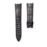 Thin Curved End Black Cane-Grain Alligator Leather Watch Strap For Piaget Altiplano G0A35131