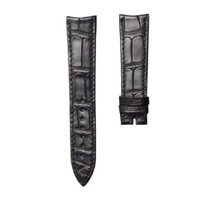 Thin Curved End Black Cane-Grain Alligator Leather Watch Strap For Piaget Altiplano G0A35131