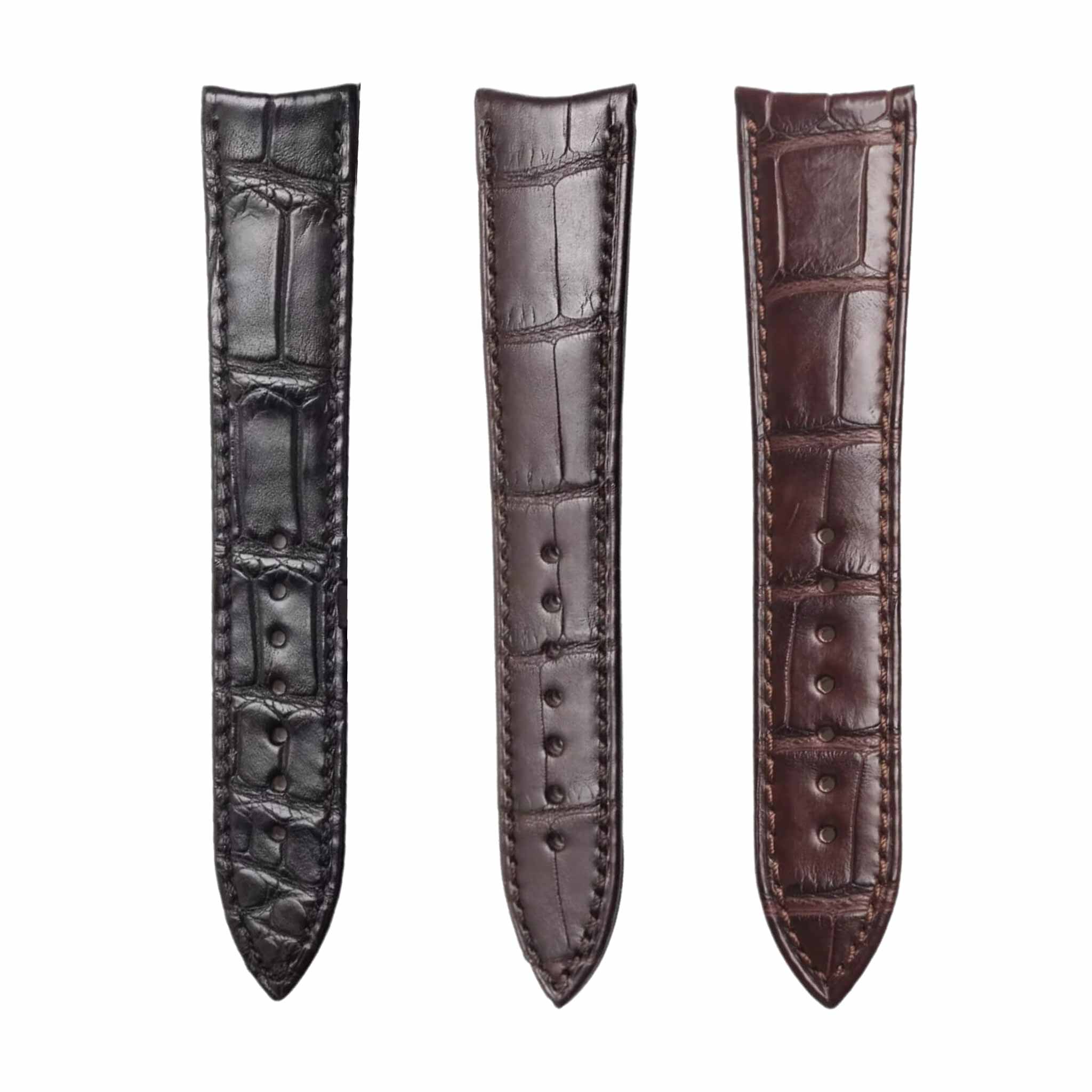 Thin Curved End Cane-Grain Alligator Leather Watch Strap For Piaget Altiplano G0A35131, Multi Color Display