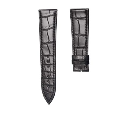 Thin Black Cane-Grain Alligator Leather Watch Strap For Piaget Black Tie Emperador G0A32120