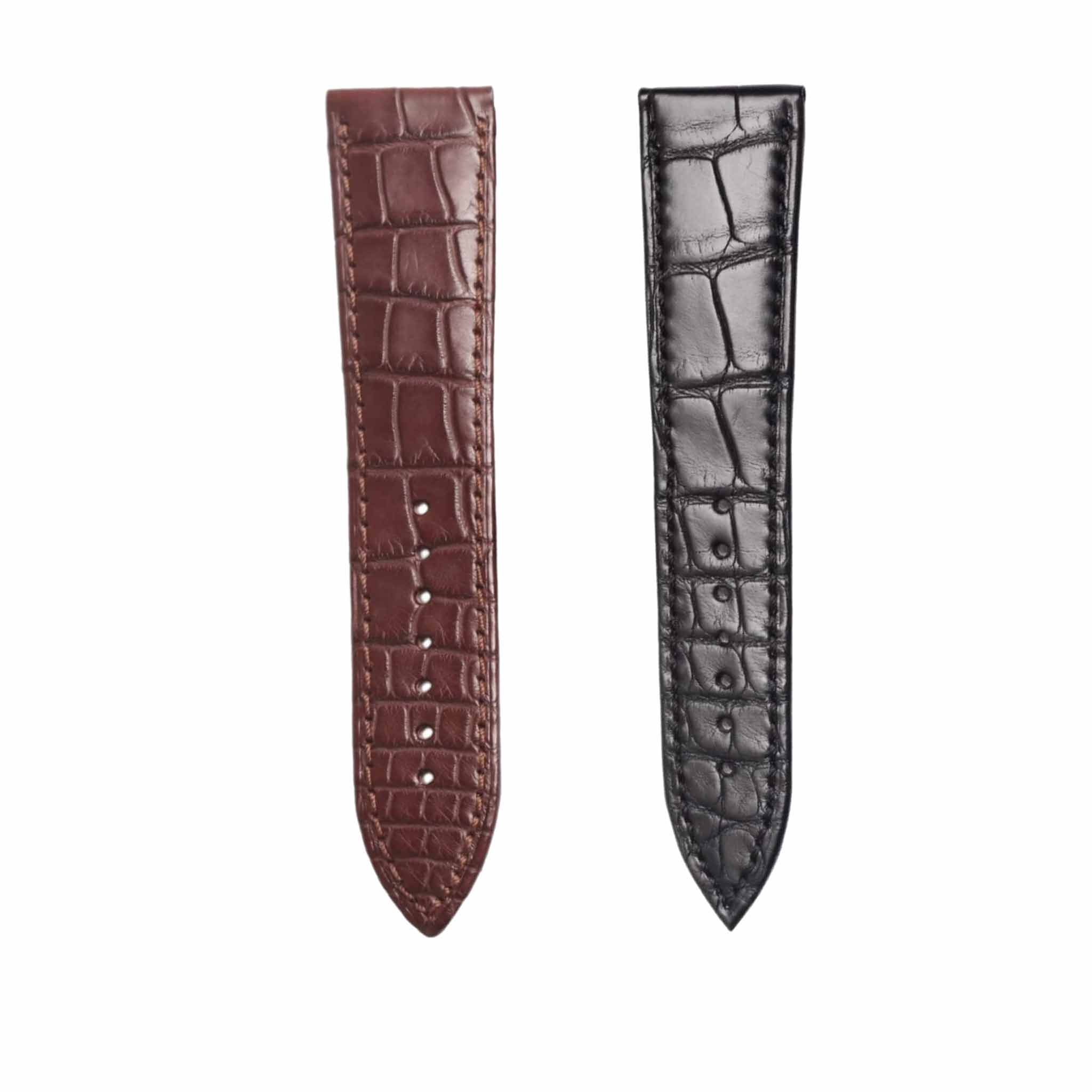 Thin Cane-Grain Alligator Leather Watch Strap For Piaget Black Tie Emperador G0A32120, Multi Color Display