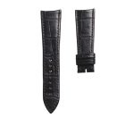 Curved End Brown Cane-Grain Alligator Leather Watch Strap For Piaget Black Tie G0A37112, Black