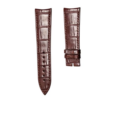 Curved End Brown Cane-Grain Alligator Leather Watch Strap For Piaget Black Tie G0A37112, Brown