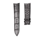 Curved End Black Cane-Grain Double Side Alligator Leather Watch Strap For Piaget Black Tie G0A37112