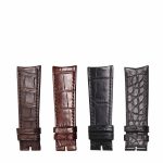 Curved End Cane-Grain Alligator Leather Watch Strap For Piaget Black Tie G0A37112, Multi Color Display