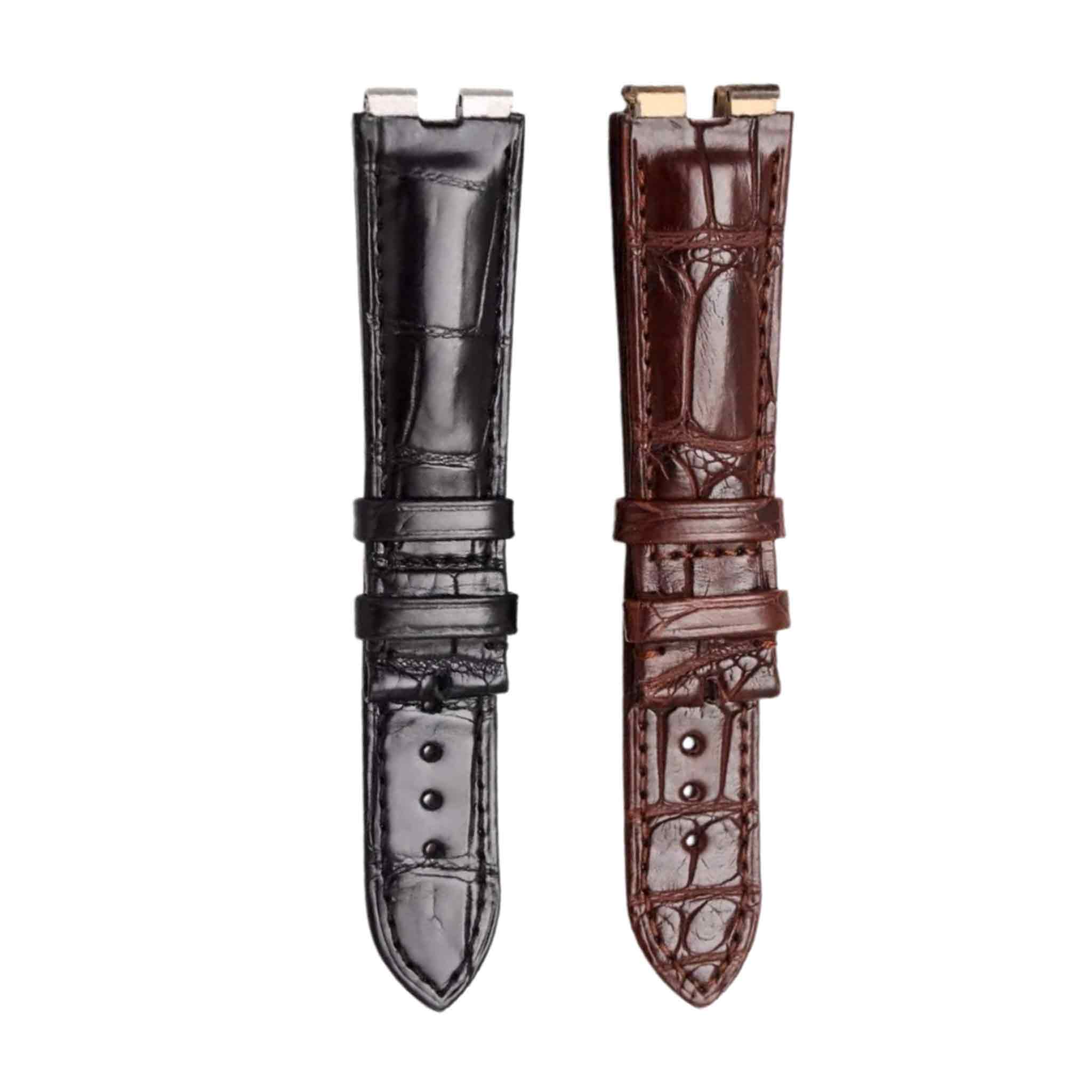 Piaget Polo G0A31159 G0A32040 Alligator Leather Watch Strap Black Brown Multi Front