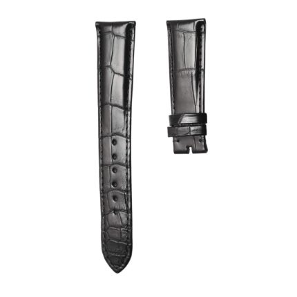Cane Grain Alligator Leather Watch Strap Black For Tudor Glamour M56000-0006
