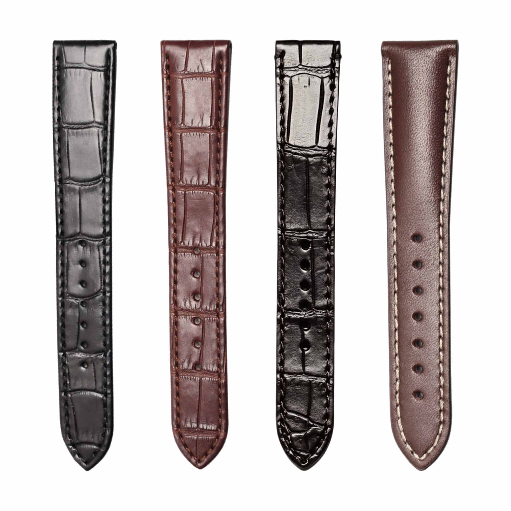 Multi Tone Leather Watch Straps Replacement For Tudor Glamour M56000-0006