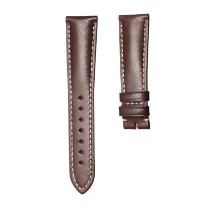 Smooth Calf Leather Watch Strap Brown Beige Stitch For Tudor Glamour M56000-0006