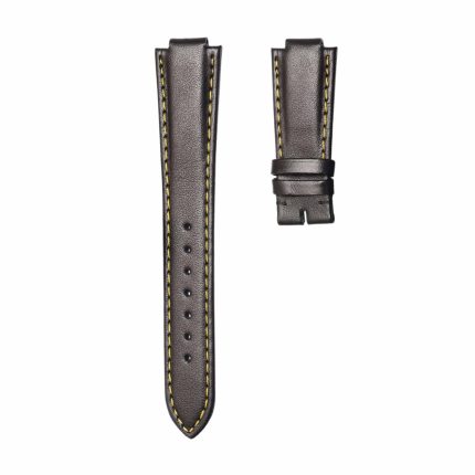 mooth Calf Leather Watch Strap Black Yellow Stitch 12mm Without Buckle For Tudor Pelagos 91210N
