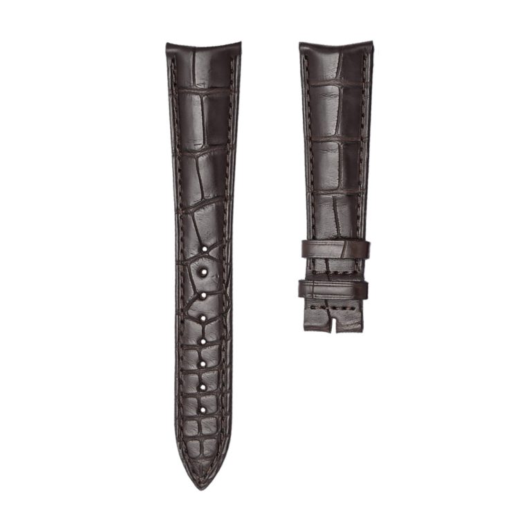 Dark Brown Circular Grain Genuine Alligator Leather Watch Strap Replacement Band for Ulysse Nardin Classico 8153 8156