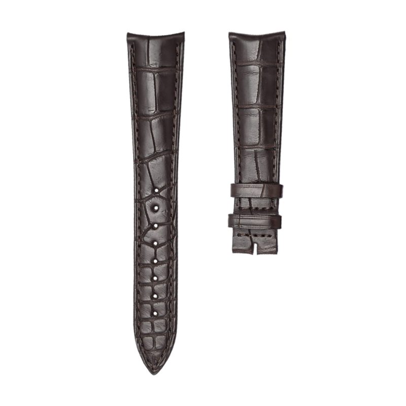 Dark Brown Circular Grain Genuine Alligator Leather Watch Strap Replacement Band for Ulysse Nardin Classico 8153 8156