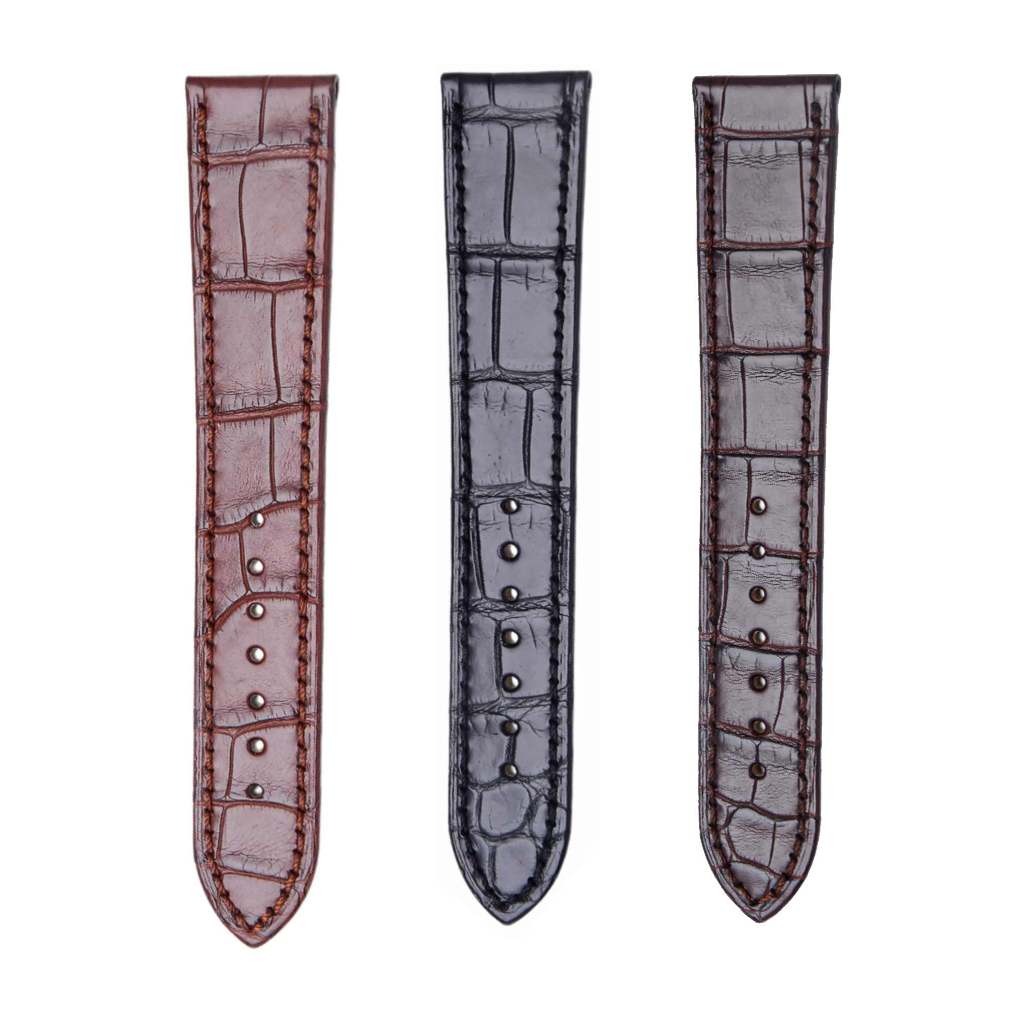 Multi-Color Circular Grain Genuine Alligator Leather Watch Strap For Vacheron Constantin Patrimony 85180 81180, Available in Black, Brown & Dark Brown