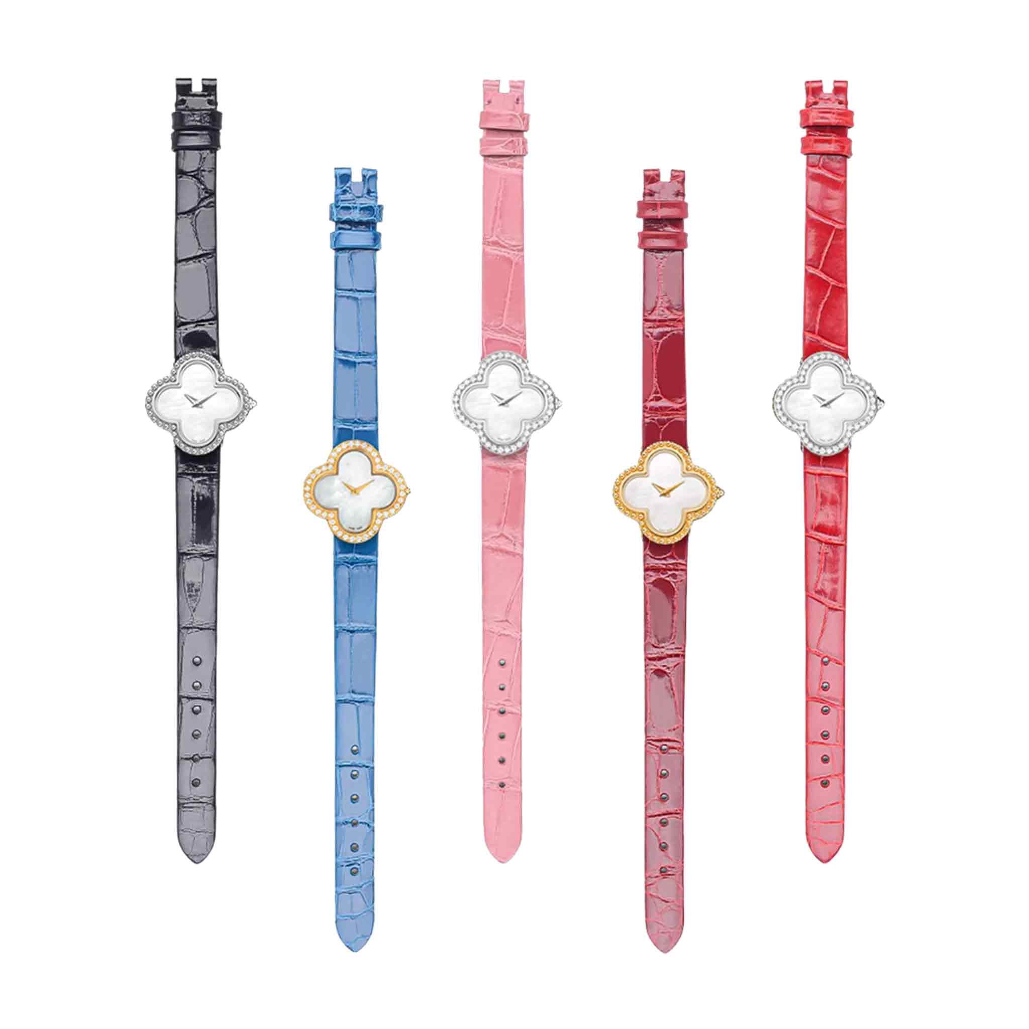 Van Cleef & Arpels Sweet Alhambra VCARO21600 Alligator Leather Watch Strap Multi Color Watch Match